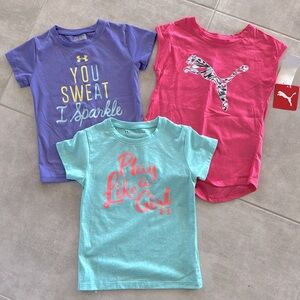 NWT Puma Girl's Athletic Tee, Gently Worn Girl's Under Armour Athletic Tees - 5